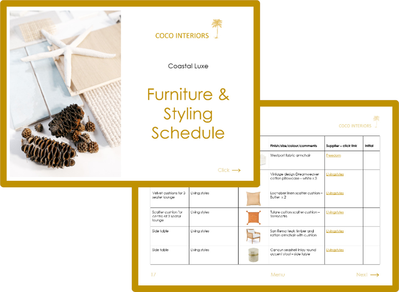 Coastal Luxe Furniture Schedule