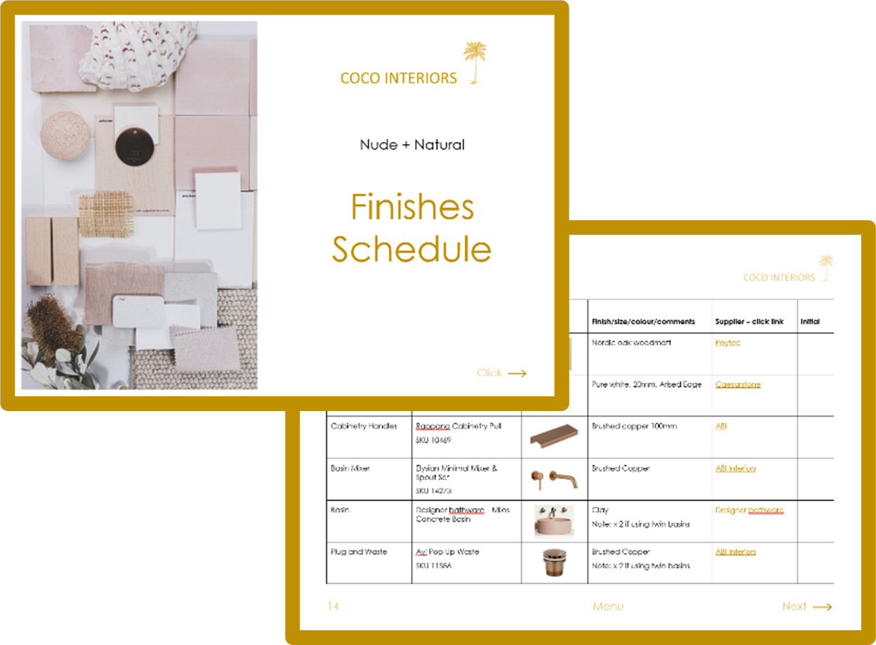 Nude + Natural Finish Schedule