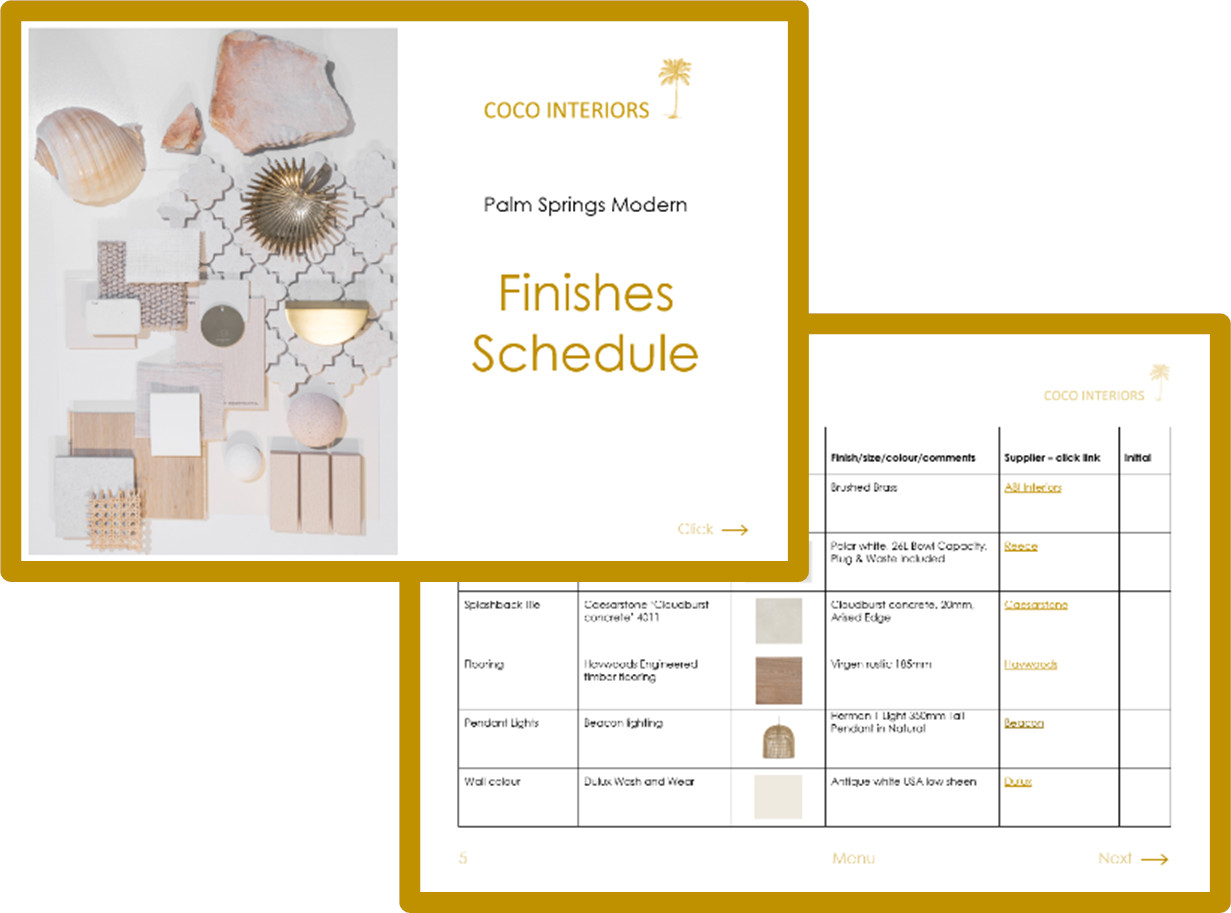 Palm Springs Modern Finish Schedule