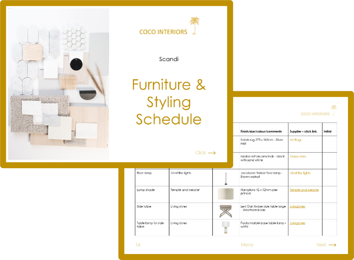 Scandi Furniture Schedule